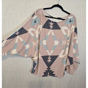 Ordinary Day Womens Top Dolman sleeves Aztec‎ print Stretch Size 3X